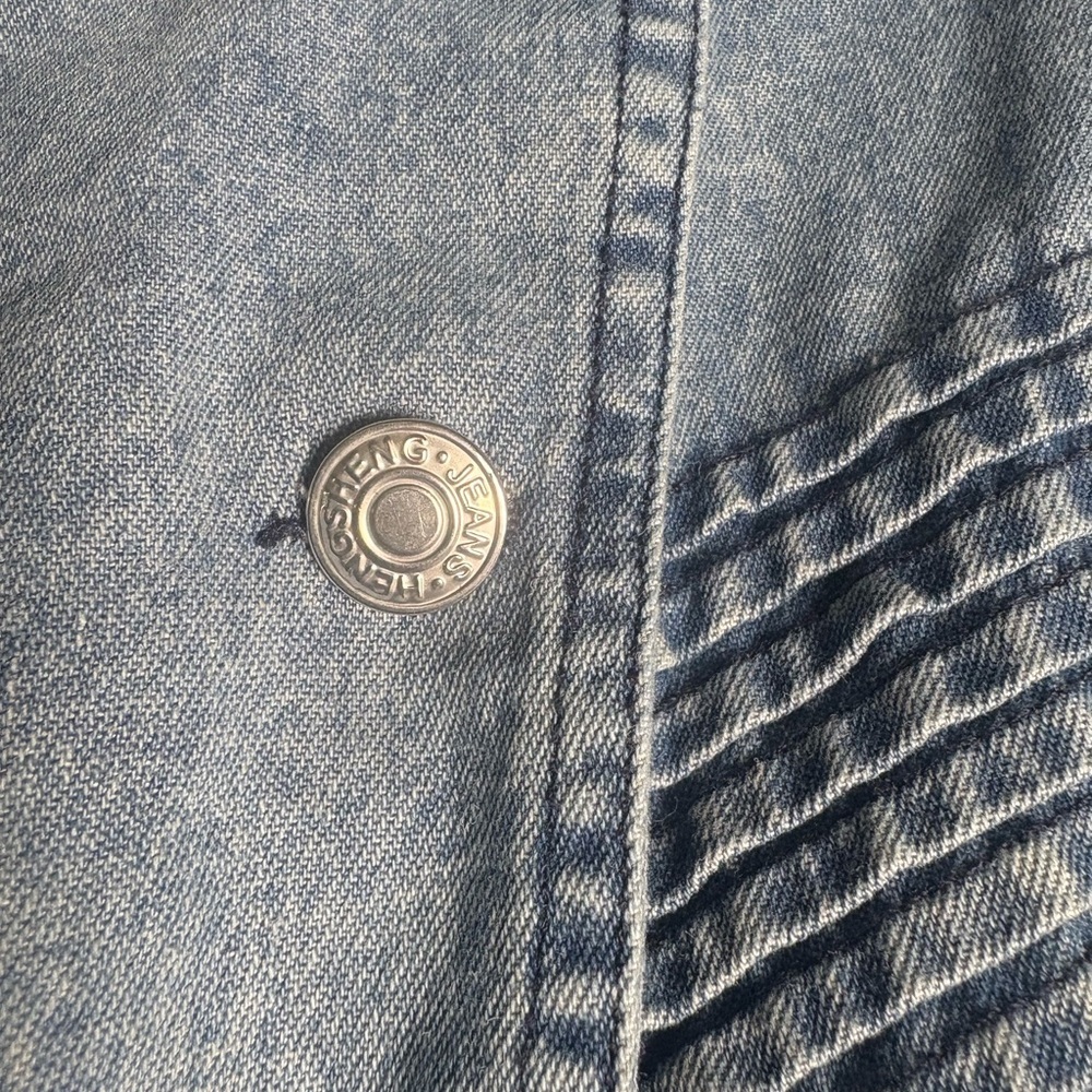 BIBI Western Pintuck Denim Jacket Y2K Acid Wash Cowgirl Cottagecore L - Picture 5 of 12